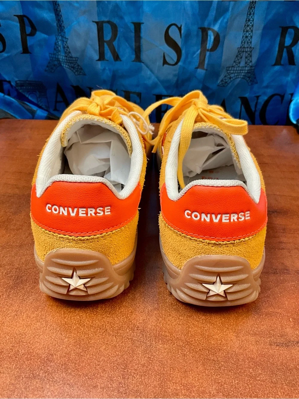 Converse Men's Yellow Suede Sneakers with Orange Accent